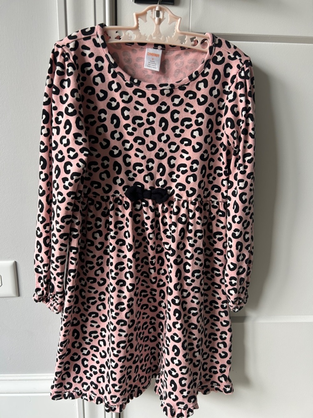 LIKE NEW Gymboree Pink and Black Leopard Print Long Sleeve Dress